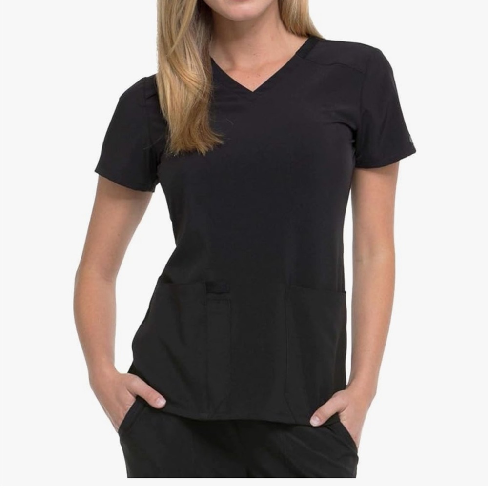 Dickies Black V-Neck Scrub Top- EDS Essentials- Large